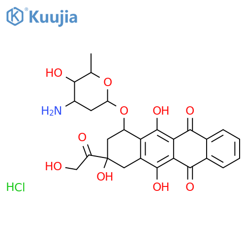 5,12-Naphthacenedione,7-[(3-amino-2,3,6-trideoxy-a-L-lyxo-hexopyranosyl)oxy]-7,8,9,10-tetrahydro-6,9,11-trihydroxy-9-(hydroxyacetyl)-,hydrochloride, (7S,9S)- (9CI) structure