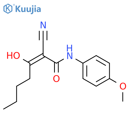 2-Heptenamide, 2-cyano-3-hydroxy-N-(4-methoxyphenyl)- structure