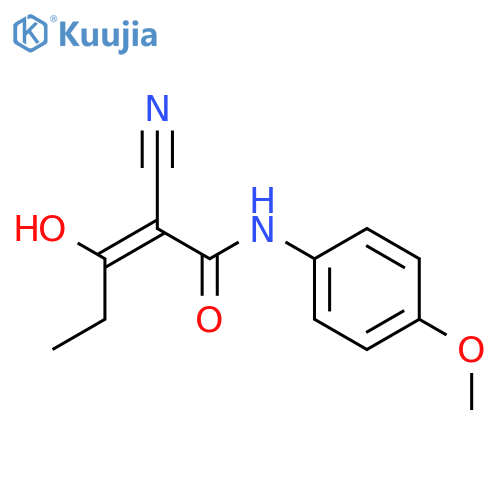 2-Pentenamide, 2-cyano-3-hydroxy-N-(4-methoxyphenyl)- structure