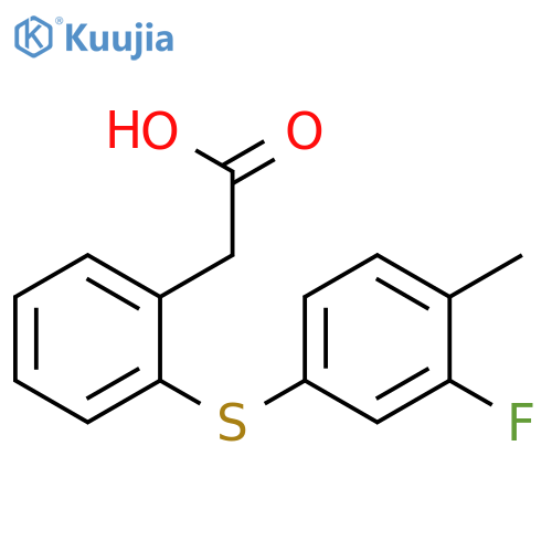 Benzeneacetic acid, 2-[(3-fluoro-4-methylphenyl)thio]- structure