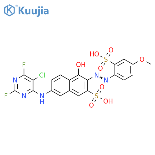 2-Naphthalenesulfonic acid,7-[(5-chloro-2,6-difluoro-4-pyrimidinyl)amino]-4-hydroxy-3-[(4-methoxy-2-sulfophenyl)azo]- structure