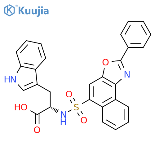 Tryptophan, N-[(2-phenylnaphth[1,2-d]oxazol-5-yl)sulfonyl]- structure