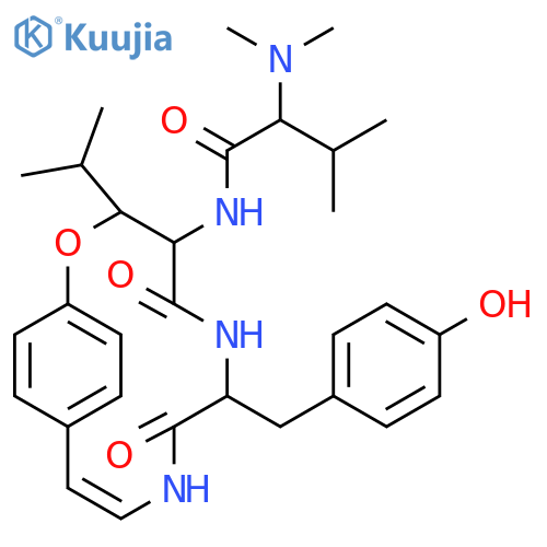 2-(Dimethylamino)-N-[(10E)-7-[(4-hydroxyphenyl)methyl]-5,8-dioxo-3-propan-2-yl-2-oxa-6,9-diazabicyclo[10.2.2]hexadeca-1(14),10,12,15-tetraen-4-yl]-3-methylbutanamide structure
