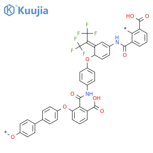 Poly[oxy-1,4-phenylene[2,2,2-trifluoro-1-(trifluoromethyl)ethylidene]-1,4-phenyleneoxy(carboxyphenylene)carbonylimino-1,4-phenyleneoxy-1,4-phenyleneiminocarbonyl(carboxyphenylene)] structure