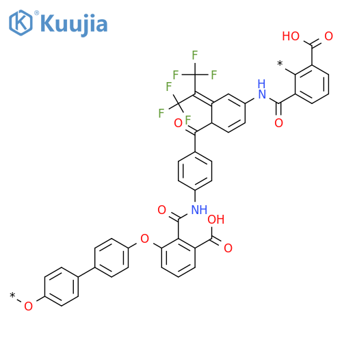 Poly[oxy-1,4-phenylene[2,2,2-trifluoro-1-(trifluoromethyl)ethylidene]-1,4-phenyleneoxy(carboxyphenylene)carbonylimino-1,4-phenylenecarbonyl-1,4-phenyleneiminocarbonyl(carboxyphenylene)] structure