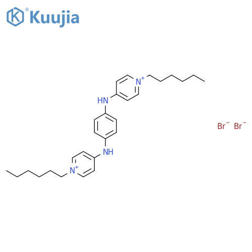Pyridinium, 4,4'-(1,4-phenylenediimino)bis[1-hexyl-, dibromide structure