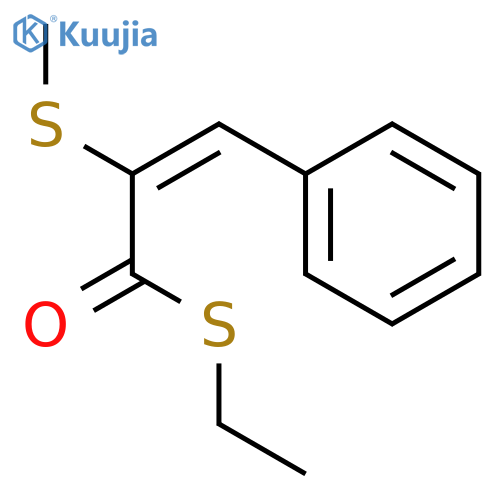 2-Propenethioic acid, 2-(methylthio)-3-phenyl-, S-ethyl ester, (E)- structure
