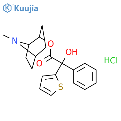 8-methyl-8-azabicyclo[3.2.1]oct-2-yl hydroxy(phenyl)thiophen-2-ylacetate hydrochloride structure