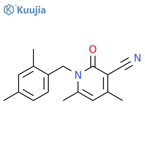 3-Pyridinecarbonitrile,1-[(2,4-dimethylphenyl)methyl]-1,2-dihydro-4,6-dimethyl-2-oxo- structure