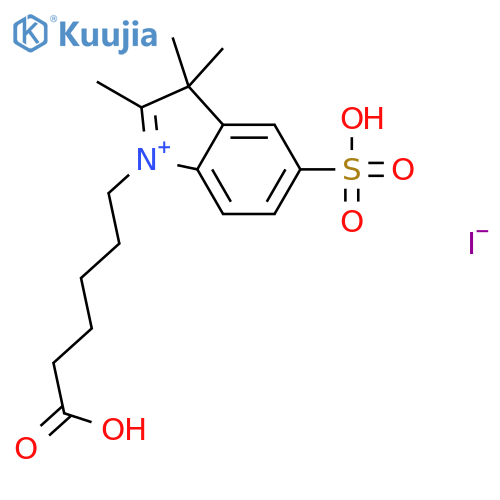 3H-Indolium, 1-(5-carboxypentyl)-2,3,3-trimethyl-5-sulfo-, iodide structure