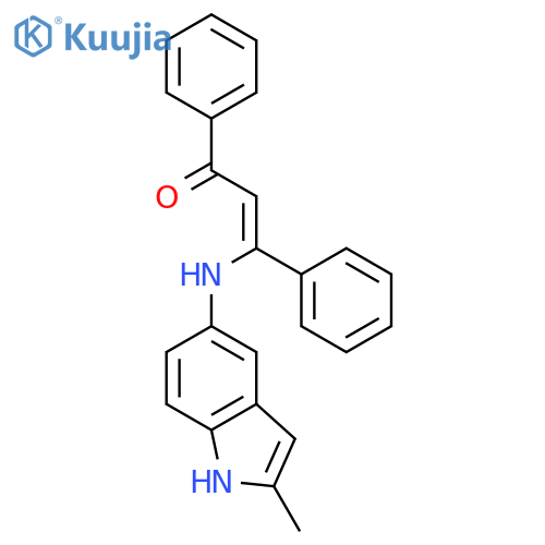 2-Propen-1-one, 3-[(2-methyl-1H-indol-5-yl)amino]-1,3-diphenyl- structure