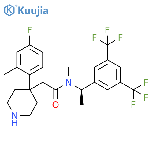 4-Piperidineacetamide,N-[(1R)-1-[3,5-bis(trifluoromethyl)phenyl]ethyl]-4-(4-fluoro-2-methylphenyl)-N-methyl- structure