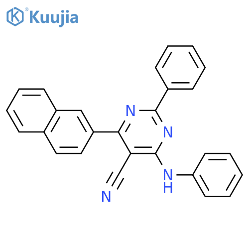 5-PYRIMIDINECARBONITRILE, 4-(2-NAPHTHALENYL)-2-PHENYL-6-(PHENYLAMINO)- structure