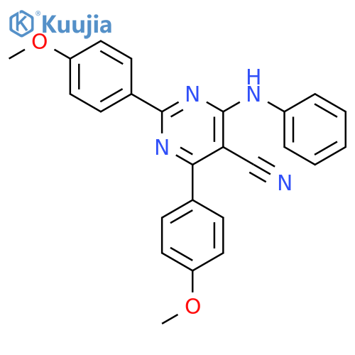 5-PYRIMIDINECARBONITRILE, 2,4-BIS(4-METHOXYPHENYL)-6-(PHENYLAMINO)- structure