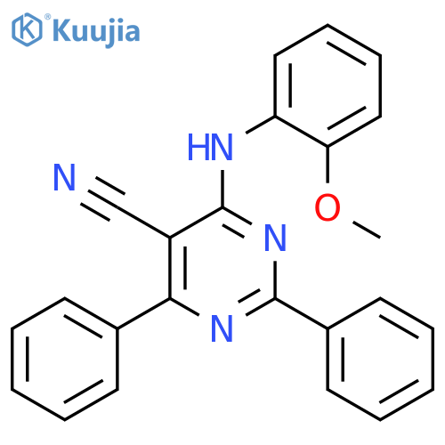5-Pyrimidinecarbonitrile, 4-[(2-methoxyphenyl)amino]-2,6-diphenyl- structure