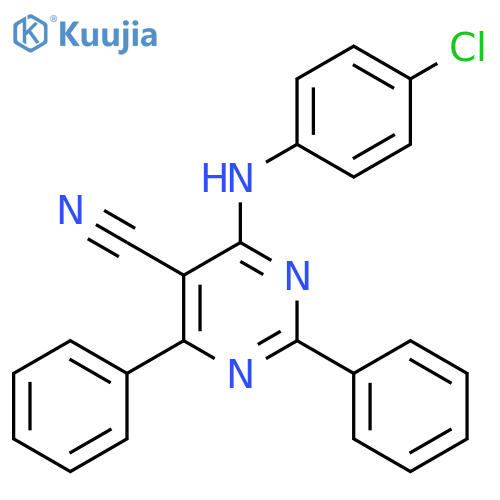 5-Pyrimidinecarbonitrile, 4-[(4-chlorophenyl)amino]-2,6-diphenyl- structure