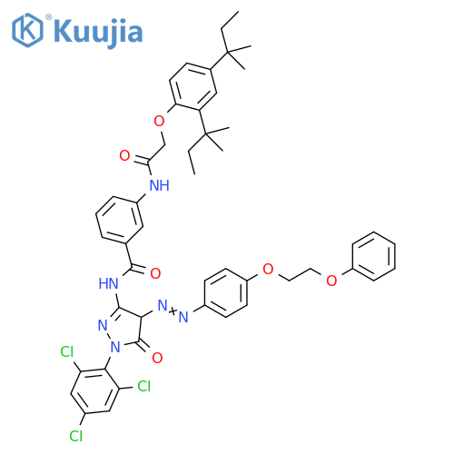 Benzamide, 3-[[2-[2,4-bis(1,1-dimethylpropyl)phenoxy]acetyl]amino]-N-[4,5-dihydro-5-oxo-4-[2-[4-(2-phenoxyethoxy)phenyl]diazenyl]-1-(2,4,6-trichlorophenyl)-1H-pyrazol-3-yl]- structure