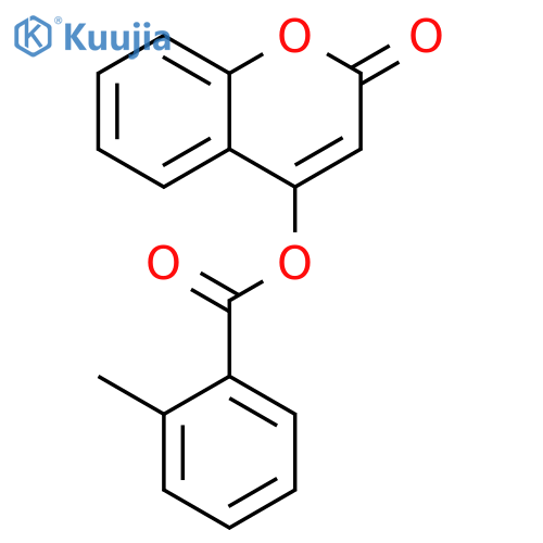 Benzoic acid, 2-methyl-, 2-oxo-2H-1-benzopyran-4-yl ester structure