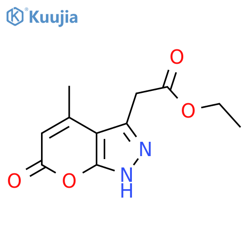 Pyrano[2,3-c]pyrazole-3-acetic acid, 1,6-dihydro-4-methyl-6-oxo-, ethylester structure