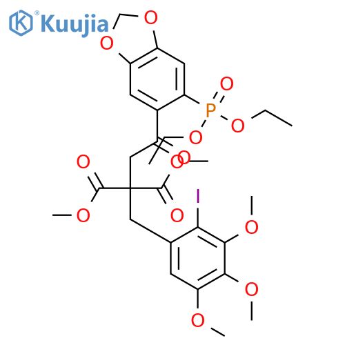 Propanedioic acid,[2-[6-(diethoxyphosphinyl)-1,3-benzodioxol-5-yl]-2-oxoethyl][(2-iodo-3,4,5-trimethoxyphenyl)methyl]-,dimethyl ester (9CI) structure