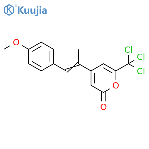 2H-Pyran-2-one,4-[2-(4-methoxyphenyl)-1-methylethenyl]-6-(trichloromethyl)- structure