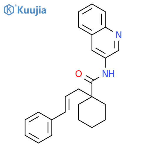 Cyclohexanecarboxamide, 1-[(2E)-3-phenyl-2-propenyl]-N-3-quinolinyl- structure