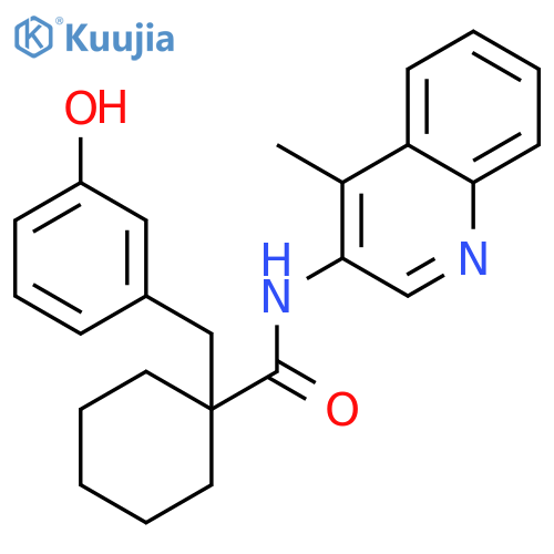 Cyclohexanecarboxamide,1-[(3-hydroxyphenyl)methyl]-N-(4-methyl-3-quinolinyl)- structure