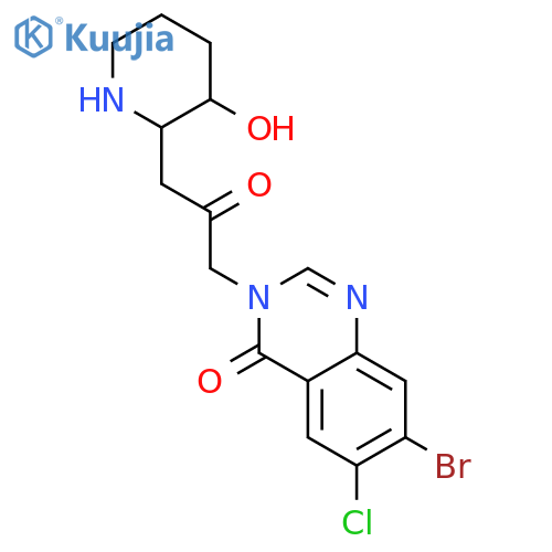 4(3H)-Quinazolinone,7-bromo-6-chloro-3-[3-(3-hydroxy-2-piperidinyl)-2-oxopropyl]- structure