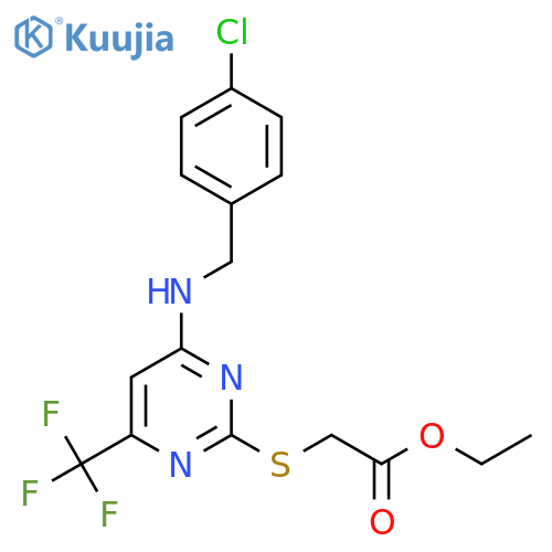 Ethyl 2-[4-[(4-chlorophenyl)methylamino]-6-(trifluoromethyl)pyrimidin-2-yl]sulfanylacetate structure