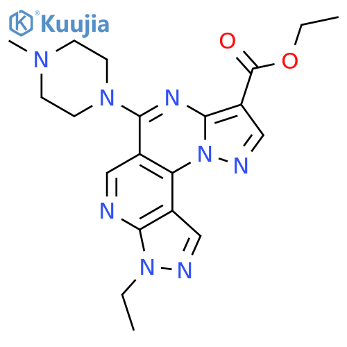 8H-PYRAZOLO[1,5-A]PYRAZOLO[4',3':5,6]PYRIDO[3,4-E]PYRIMIDINE-3-CARBOXYLIC ACID, 8-ETHYL-5-(4-METHYL-1-PIPERAZINYL)-, ETHYL ESTER structure