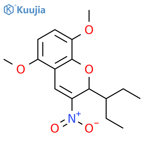 2H-1-Benzopyran, 2-(1-ethylpropyl)-5,8-dimethoxy-3-nitro- structure
