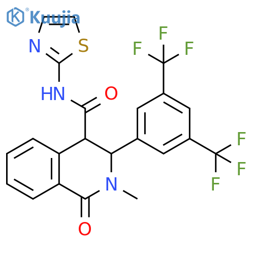 4-Isoquinolinecarboxamide,3-[3,5-bis(trifluoromethyl)phenyl]-1,2,3,4-tetrahydro-2-methyl-1-oxo-N-2-thiazolyl- structure