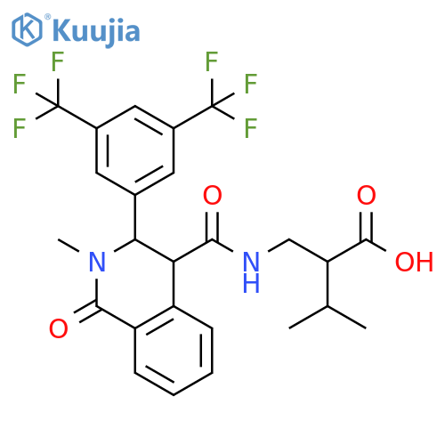 Butanoic acid,2-[[[[3-[3,5-bis(trifluoromethyl)phenyl]-1,2,3,4-tetrahydro-2-methyl-1-oxo-4-isoquinolinyl]carbonyl]amino]methyl]-3-methyl- structure