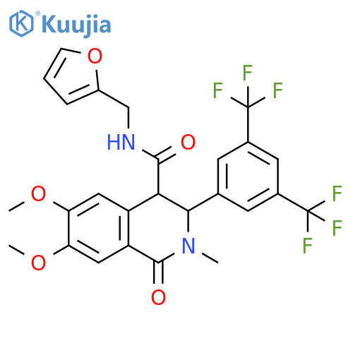 4-Isoquinolinecarboxamide,3-[3,5-bis(trifluoromethyl)phenyl]-N-(2-furanylmethyl)-1,2,3,4-tetrahydro-6,7-dimethoxy-2-methyl-1-oxo- structure