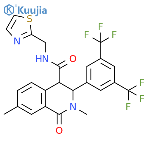 4-Isoquinolinecarboxamide,3-[3,5-bis(trifluoromethyl)phenyl]-1,2,3,4-tetrahydro-2,7-dimethyl-1-oxo-N-(2-thiazolylmethyl)- structure