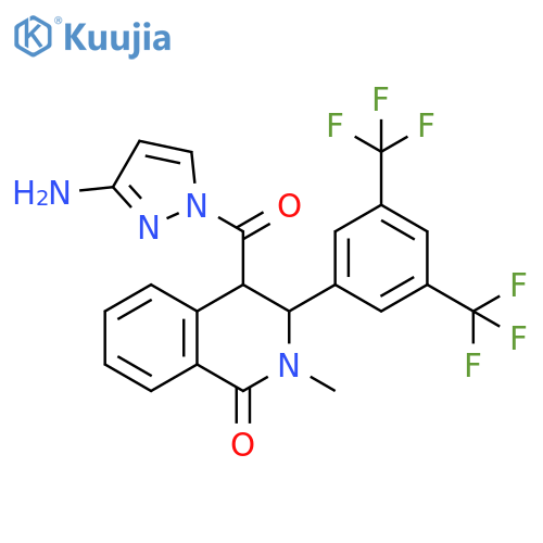 1H-Pyrazol-3-amine,1-[[3-[3,5-bis(trifluoromethyl)phenyl]-1,2,3,4-tetrahydro-2-methyl-1-oxo-4-isoquinolinyl]carbonyl]- structure