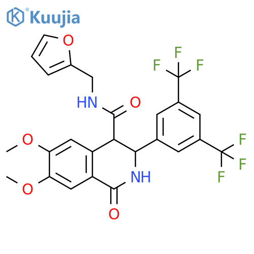 4-Isoquinolinecarboxamide,3-[3,5-bis(trifluoromethyl)phenyl]-N-(2-furanylmethyl)-1,2,3,4-tetrahydro-6,7-dimethoxy-1-oxo- structure