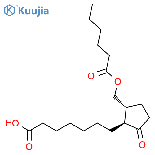Cyclopentaneheptanoic acid, 2-oxo-5-[[(1-oxohexyl)oxy]methyl]-, trans- structure