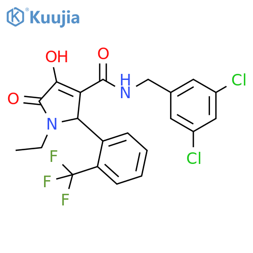 1H-Pyrrole-3-carboxamide,N-[(3,5-dichlorophenyl)methyl]-1-ethyl-2,5-dihydro-4-hydroxy-5-oxo-2-[2-(trifluoromethyl)phenyl]- structure