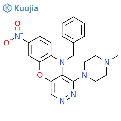 10H-Pyridazino[4,5-b][1,4]benzoxazine,1-(4-methyl-1-piperazinyl)-7-nitro-10-(phenylmethyl)- structure