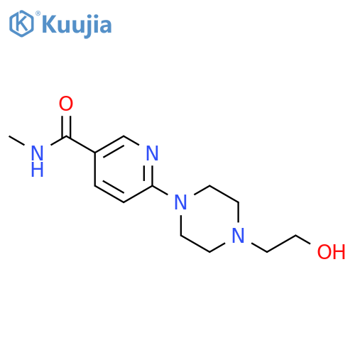 3-Pyridinecarboxamide, 6-[4-(2-hydroxyethyl)-1-piperazinyl]-N-methyl- structure