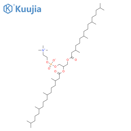 2-[2,3-bis(3,7,11,15-tetramethylhexadecanoyloxy)propoxy-oxido-phosphoryl]oxyethyl-trimethyl-azanium structure