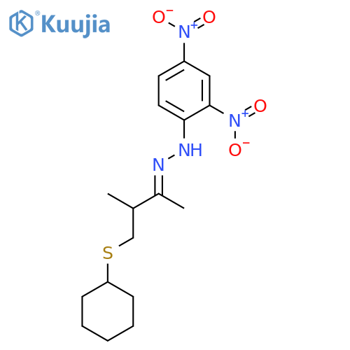 2-BUTANONE, 4-(CYCLOHEXYLTHIO)-3-METHYL-, (2,4-DINITROPHENYL)HYDRAZONE structure