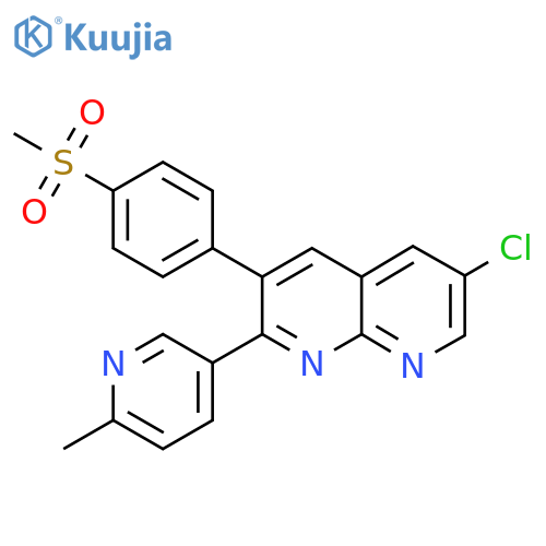 6-Chloro-2-(6-methyl-3-pyridinyl)-3-4-(methylsulfonyl)phenyl-1,8-naphthyridine structure