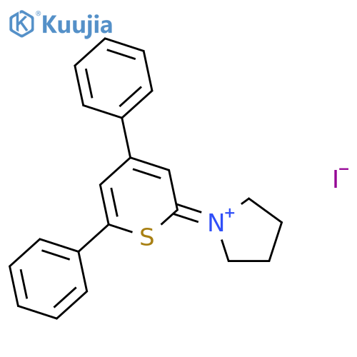 Pyrrolidinium, 1-(4,6-diphenyl-2H-thiopyran-2-ylidene)-, iodide structure