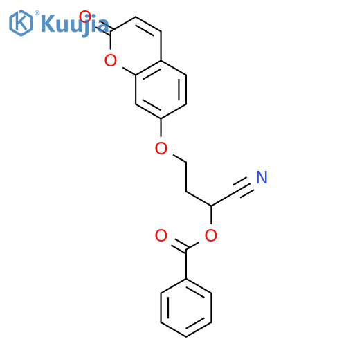 Butanenitrile, 2-(benzoyloxy)-4-[(2-oxo-2H-1-benzopyran-7-yl)oxy]- structure