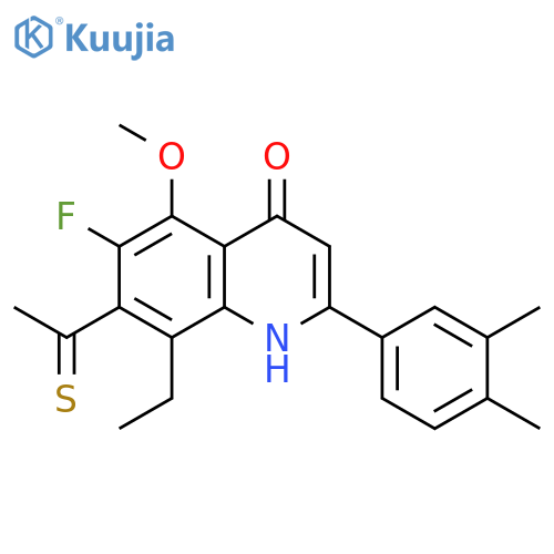 4(1H)-Quinolinone,2-(3,4-dimethylphenyl)-8-ethyl-6-fluoro-5-methoxy-7-(1-thioxoethyl)- structure