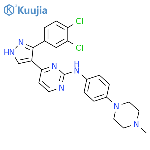 2-Pyrimidinamine,4-[3-(3,4-dichlorophenyl)-1H-pyrazol-4-yl]-N-[4-(4-methyl-1-piperazinyl)phenyl]- structure