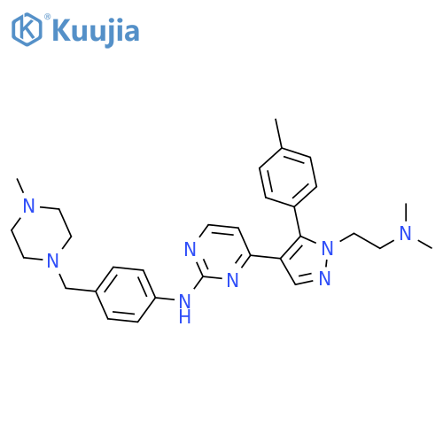 2-Pyrimidinamine,4-[1-[2-(dimethylamino)ethyl]-5-(4-methylphenyl)-1H-pyrazol-4-yl]-N-[4-[(4-methyl-1-piperazinyl)methyl]phenyl]- structure