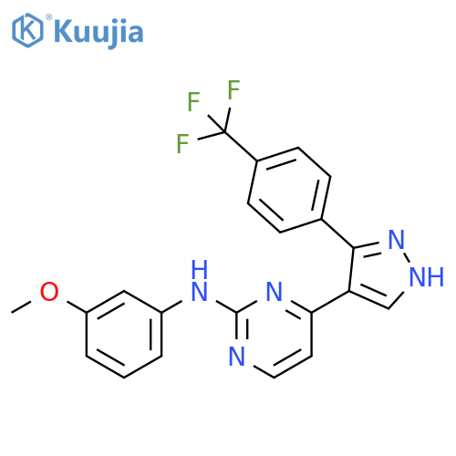 2-Pyrimidinamine,N-(3-methoxyphenyl)-4-[3-[4-(trifluoromethyl)phenyl]-1H-pyrazol-4-yl]- structure